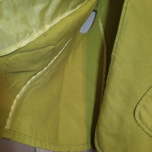 FOSSIL Double Collar Collar Cap Sleeve Charteuse Jacket Sz Medium - Picture 7 of 10